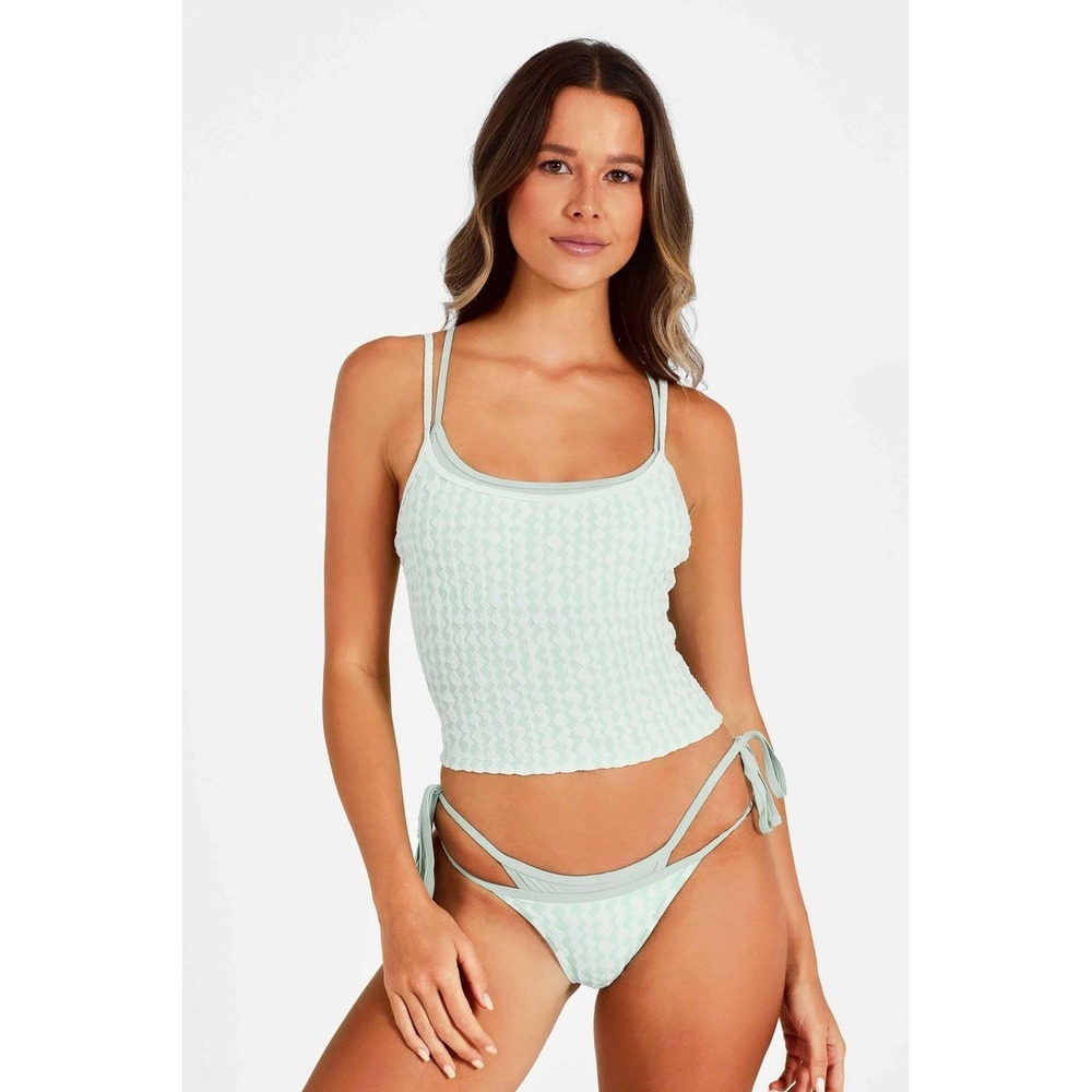 Blackbough Swim Gemini Double-Layer Tankini Set Peppermint Jacquard XL NWT